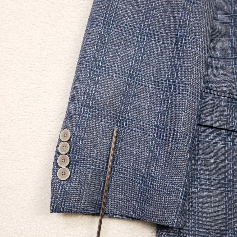 Oak Hill Sport Coat Men 3XLT 54/56 Blue Glen Plaid 2 Button Blazer Viscose Blend